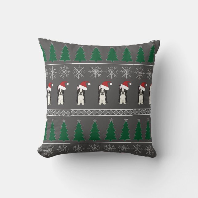 Christmas Snowflakes, Santa Dog, Tree Kissen (Vorderseite)