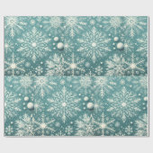 Christmas Snowflakes Snow Teal White Decoupage Geschenkpapier (Flach)