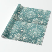 Christmas Snowflakes Snow Teal White Decoupage Geschenkpapier (Ungerollt)