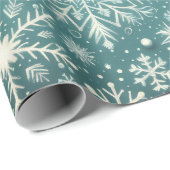 Christmas Snowflakes Snow Teal White Decoupage Geschenkpapier (Rolleneckpunkt)