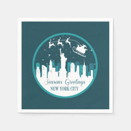 CHRISTMAS SNOWGLOBE NEW YORK CITY SKYLINE PAPIER SERVIETTE