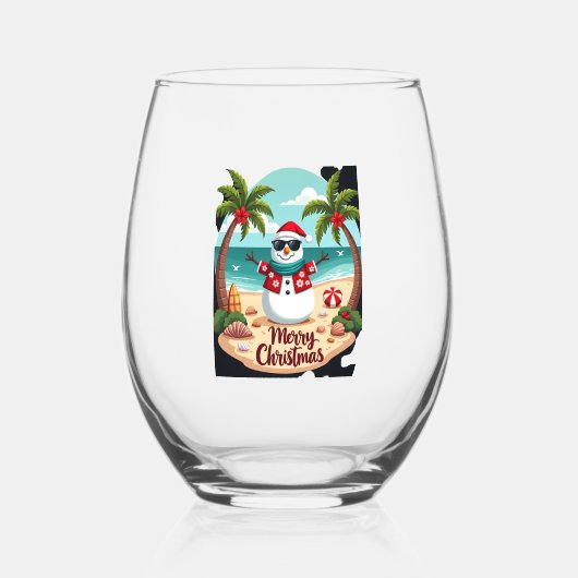 christmas Snowman (2) Weinglas Ohne Stiel (Vorderseite)