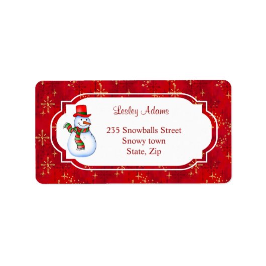 Christmas Snowman Address Label Adressaufkleber (Vorne)
