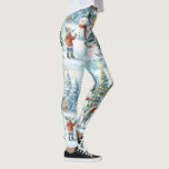 Christmas Snowman AI Art Leggings<br><div class="desc">In dieser festlichen Weihnachtsfeiersaison im Legging steht ein Schneemann ganz im Druck. Ein Aquarellbild von AI wurde verwendet,  um dieses Winterurlaub-Jahreszeit Legging zu schaffen.</div>