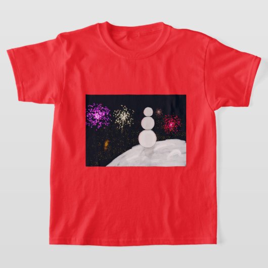 Christmas Snowman and fireworks kids t-shirt (Ablage )