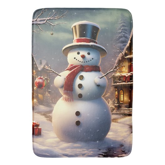 Christmas Snowman Bath Mat Badematte (Vorderseite Vertikal)