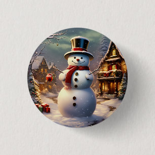 Christmas Snowman Button