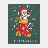 Christmas Snowman Candy Cane Personalisiert Family Fleecedecke (Vorderseite)