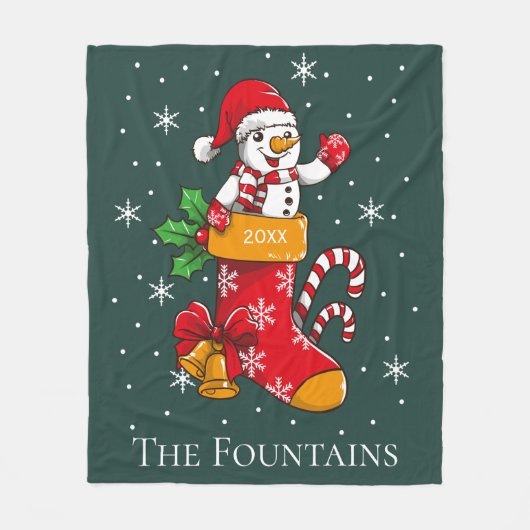 Christmas Snowman Candy Cane Personalisiert Family Fleecedecke (Vorderseite)