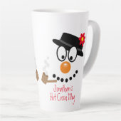 Christmas Snowman Cartoon Personalized Hot Cocoa Milchtasse (Rechte Ecke)
