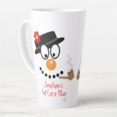 Christmas Snowman Cartoon Personalized Hot Cocoa Milchtasse (Linke Ecke)