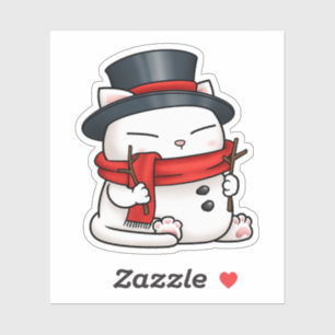 Christmas Snowman Cat Aufkleber