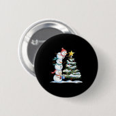 Christmas Snowman Christmas Tree Funny Snowman Lov Button (Vorne & Hinten)