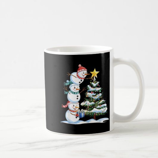 Christmas Snowman Christmas Tree Funny Snowman Lov Kaffeetasse (Rechts)