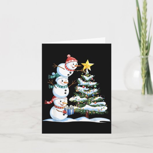 Christmas Snowman Christmas Tree Funny Snowman Lov Karte (Vorderseite)