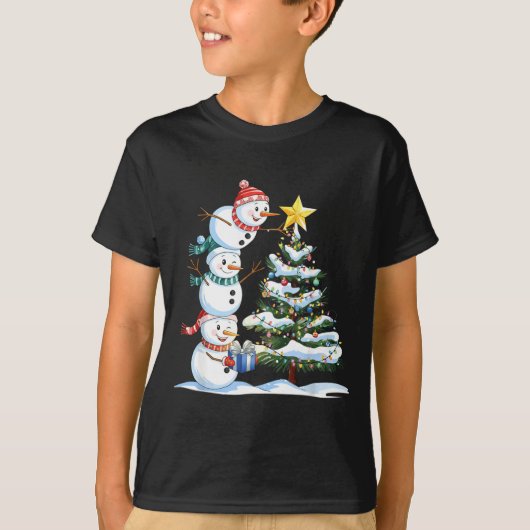Christmas Snowman Christmas Tree Funny Snowman Lov T-Shirt (Vorderseite)