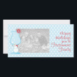 Christmas Snowman Cocktail Feiertagskarte<br><div class="desc">Ein lustiges Design für das Versenden eines personalisierten Fotos Weihnachten wünscht Freunden, Familie und Kollegen eine niedliche Illustration eines Cocktailglases mit einem Schneemann als Teil des Socketgrundes und einem roten Schneeflockenschmuck auf hellblauem Hintergrund mit weißen Polka-Punkten. Der Text "Happy Holidays" kann für Ihre eigenen Grußzeiten mit Ihrem Namen angepasst werden....</div>