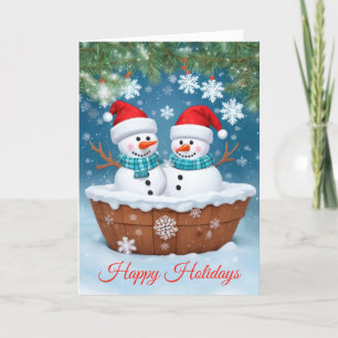 Christmas Snowman Couple Feiertagskarte