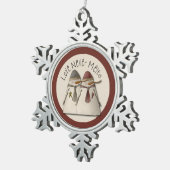 Christmas Snowman Couple Schneeflocken Zinn-Ornament (Rechts)