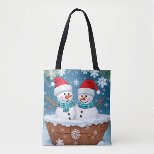 Christmas Snowman Couple Tasche (Vorderseite)