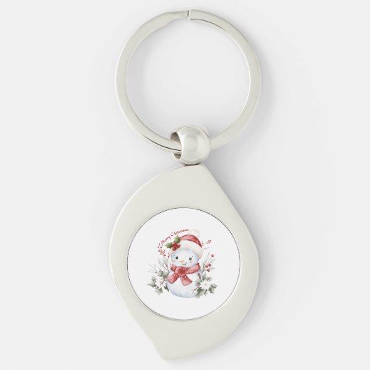 "Christmas Snowman Delight Metal Keychain Schlüsselanhänger (Vorderseite)