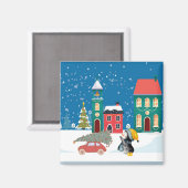 Christmas Snowman Design Magnet (Vorderseite/Rückseite)