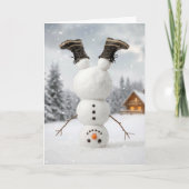 Christmas Snowman Doing a Headstand  Karte (Vorderseite)