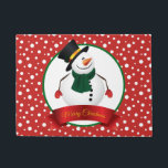 Christmas Snowman Doormat<br><div class="desc">Diese Türmatte wird in einem festlichen Weihnachtsschneemobil-Print-Design gezeigt. Passen Sie dieses Objekt an oder kaufen Sie,  wie es ist. Bild</div>