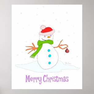 Christmas Snowman ・ Eve Holiday ・ Cheer Snowy Gree Poster