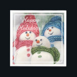 Christmas Snowman Family Party Serviette<br><div class="desc">Party Napkins bietet eine Fun Snowman Familie mit Schals und Hüten in Rot,  Grün und Blau können Sie mit Ihrem eigenen Namen oder Special Event für Feierlichkeiten glücklichen Weihnachten anpassen. Viel Spaß beim Erstellen eines eigenen Ensembles mit Tellern,  Tassen,  Kühlern und mehr Happy Snowman Family mit Aquarellen vom Designer.</div>