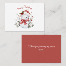 Christmas Snowman Flat Place Card Platzkarte