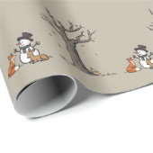 Christmas Snowman Fox And Deer Woodland Animal  Geschenkpapier (Rolleneckpunkt)