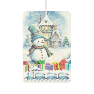 CHRISTMAS SNOWMAN GIFTS AND TOY TRAIN AUTOLUFTERFRISCHER