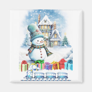 CHRISTMAS SNOWMAN GIFTS AND TOY TRAIN MAGNET