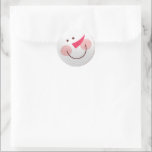 Christmas Snowman Happy Face Niedlich Runder Aufkleber<br><div class="desc">Niedliche Weihnachtsaufkleber mit fröhlicher Schneemobil-Illustration.</div>