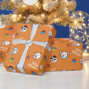 Christmas Snowman Happy Holidays Orange Geschenkpapier
