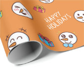 Christmas Snowman Happy Holidays Orange Geschenkpapier (Rolleneckpunkt)