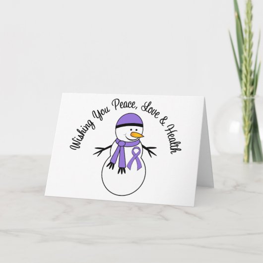 Christmas Snowman Hodgkins Lymphoma Ribbon Feiertagskarte (Vorderseite)