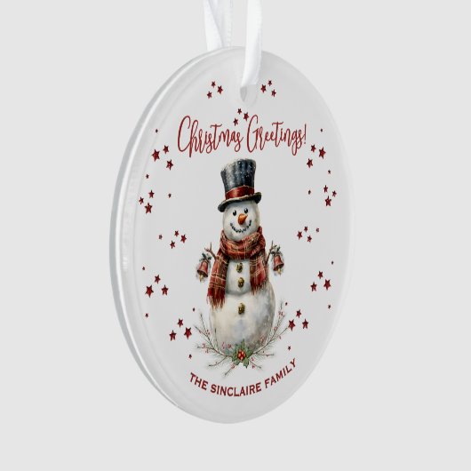 Christmas Snowman Holiday With Name Ornament (Vorderseite)
