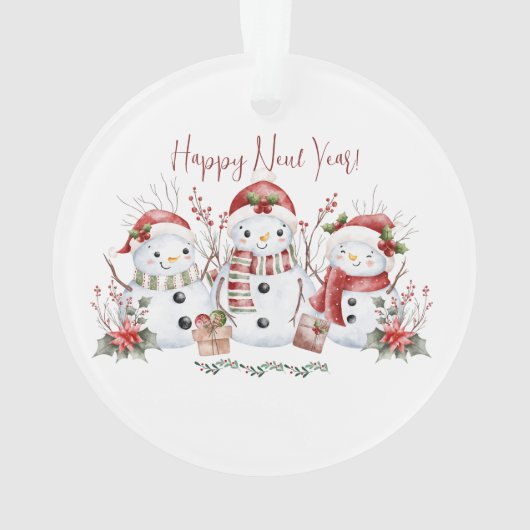 Christmas Snowman Holiday With Name Ornament (Rückseite)