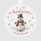 Christmas Snowman Holiday With Name Ornament (Vorderseite)