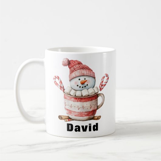 Christmas Snowman Hot Cocoa Candy Cane Marshmallow Kaffeetasse (Links)