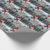 Christmas Snowman Ice Skating With Dog Geschenkpapier (Ecke)