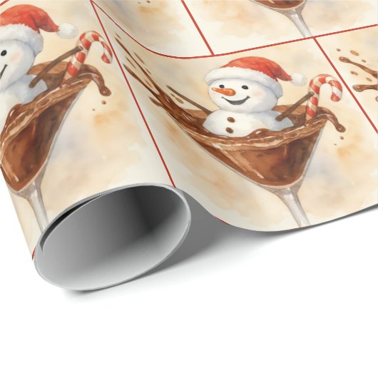 Christmas Snowman In a Chocolate Martini Geschenkpapier (Rolleneckpunkt)