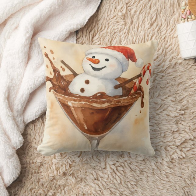 Christmas Snowman In a Chocolate Martini Kissen (Decke)