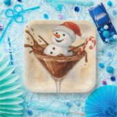 Christmas Snowman In a Chocolate Martini Pappteller (Party)