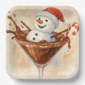 Christmas Snowman In a Chocolate Martini Pappteller (Vorderseite)