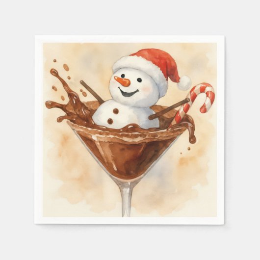 Christmas Snowman In a Chocolate Martini Serviette (Vorderseite)