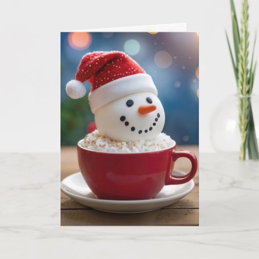 Christmas Snowman In Hot Cocoa Karte (Vorderseite)