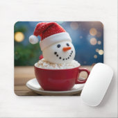 Christmas Snowman In Hot Cocoa Mousepad (Mit Mouse)